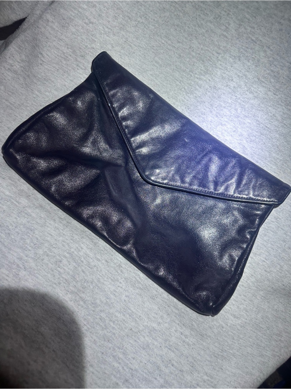 Vintage CLEMENTE Black Leather Envelope Clutch